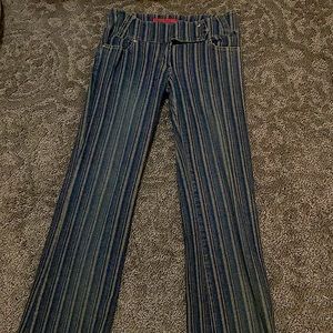 Vtg HOT KISS striped denim